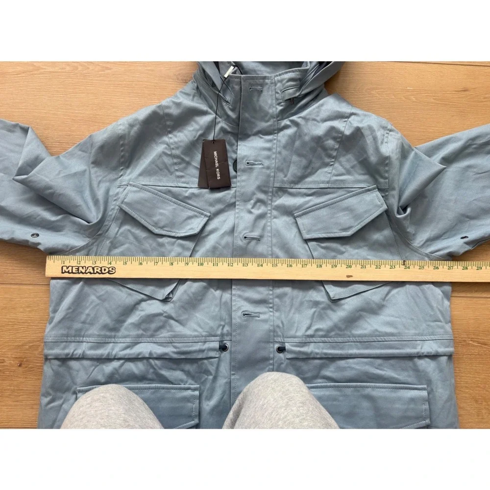 Michael Kors Mens‎ Resort 24 Chambray Hooded Field Jacket Blue size XXL coat